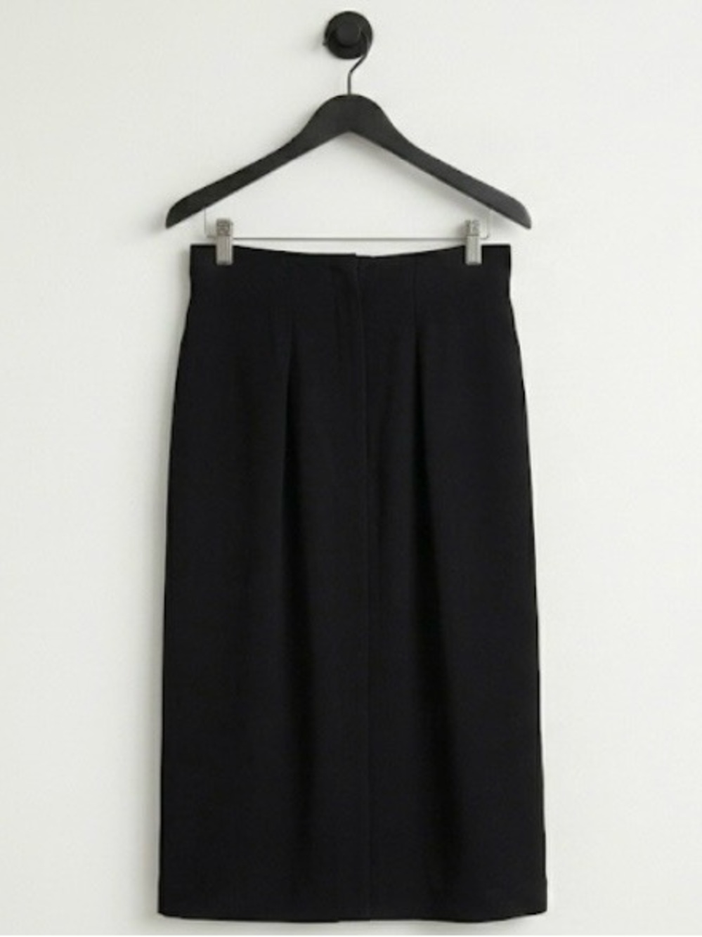 H&M Clean Girl Minimalist Black High Waist Midi Skirt A-Line Pockets Size 4